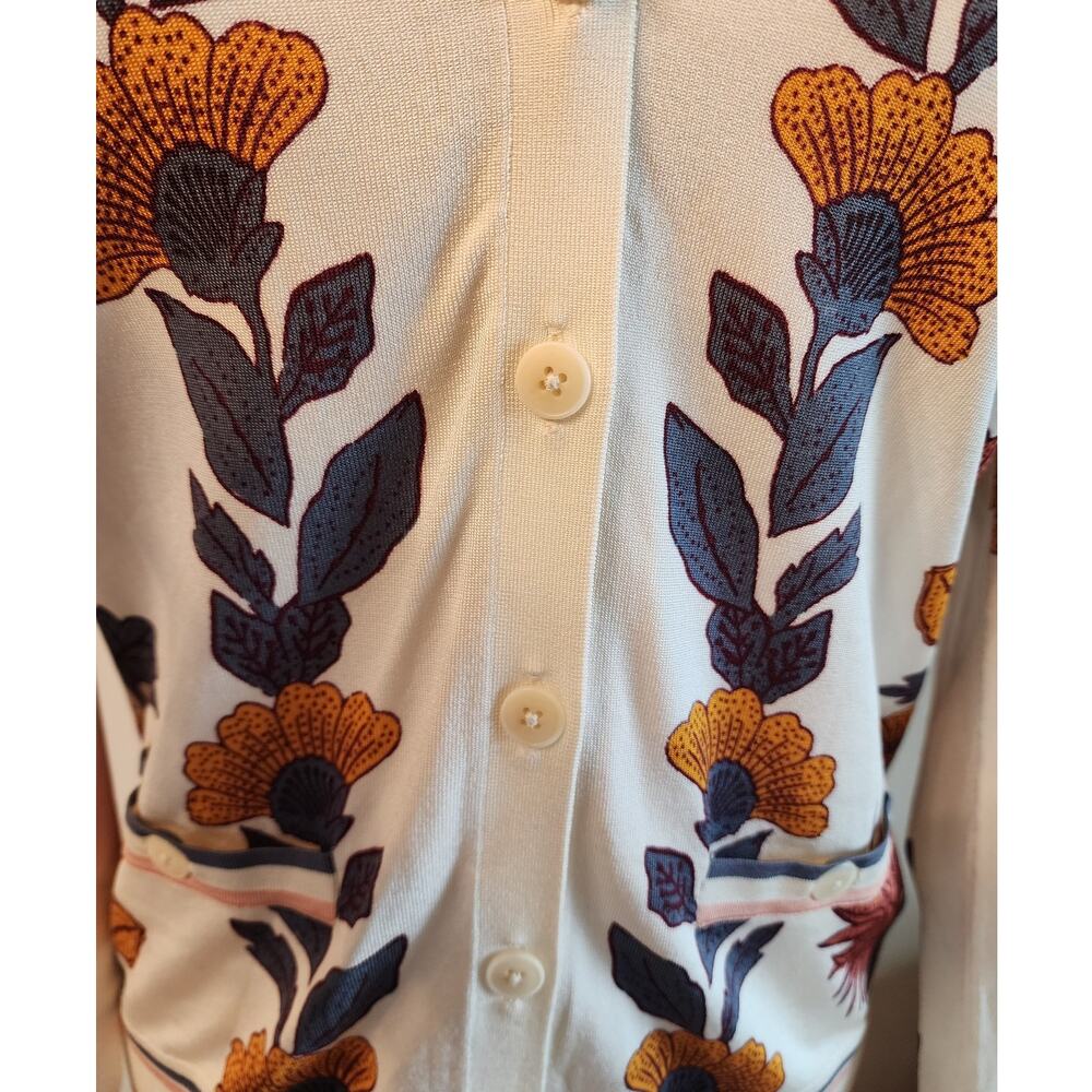 Tory Burch Printed Madeline Cardigan SZ Medium Floral - Picture 7 of 11